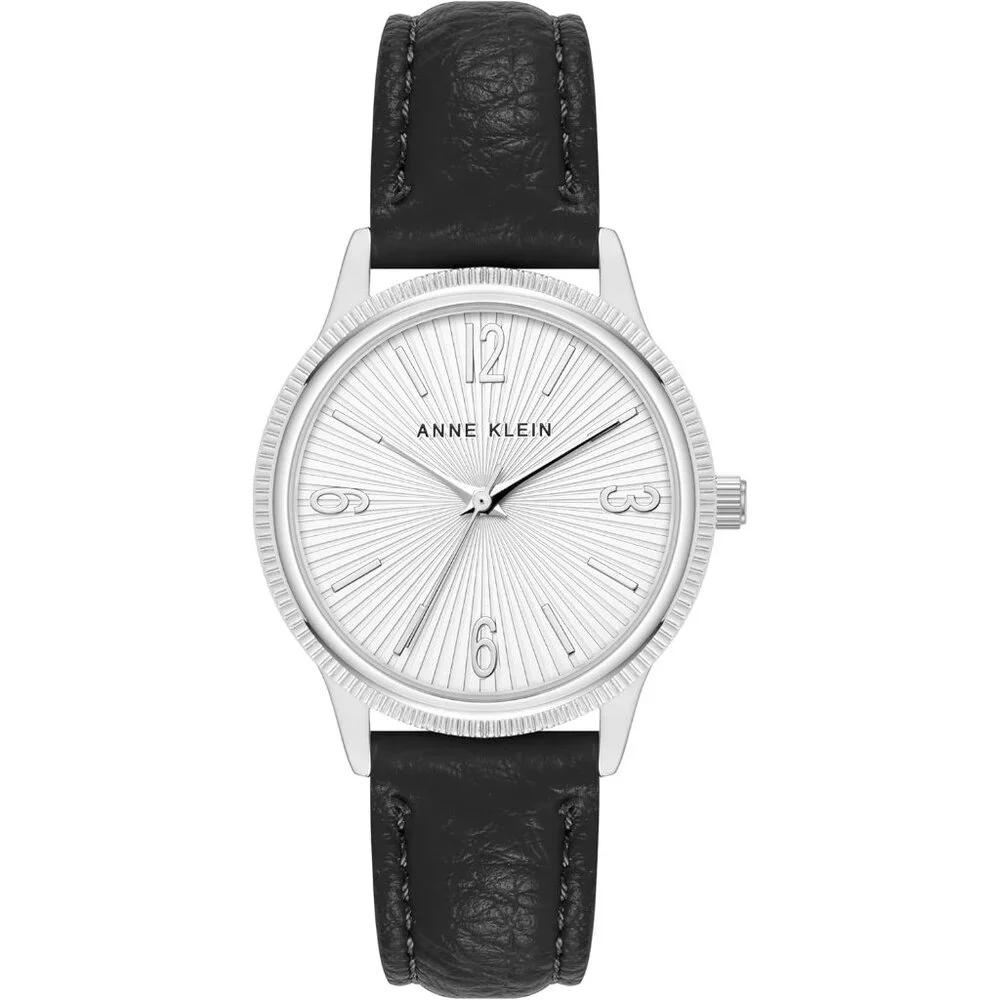 Women's Crystal Lens Faux Leather Strap Silver/Black Tone Buckle Closure Watch - Picture 1 of 5